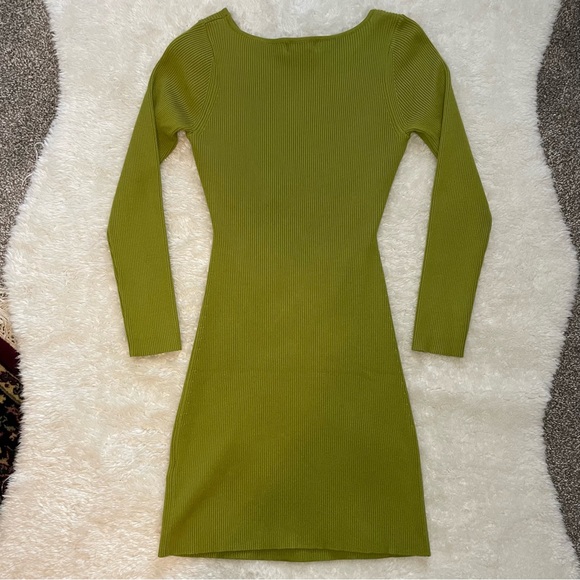 House of Harlow 1960 rich olive green cutout ribbed knit dress - Picture 4 of 5